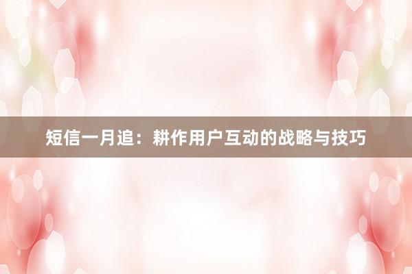 短信一月追：耕作用户互动的战略与技巧